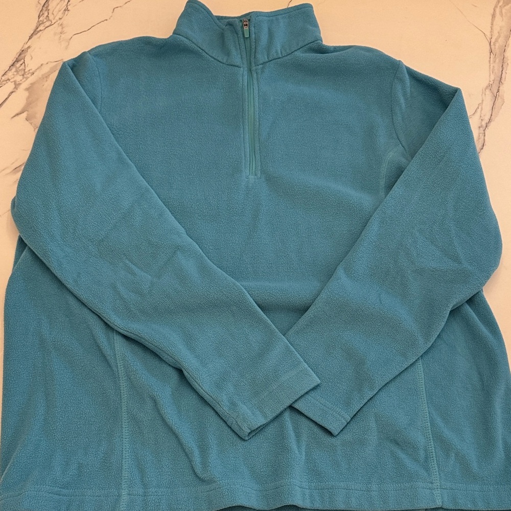 Lands' End Women's Teal Quarter-Zip Fleece Jacket